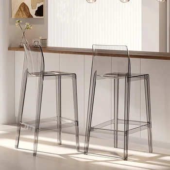 Пластмасов кухненски бар стол Модерен висок минималистичен дизайнерски стол за оформление на интериора в скандинавски стил Пластмасов кухненски бар стол Модерен висок минималистичен дизайнерски стол за оформление на интериора в скандинавски стил 5